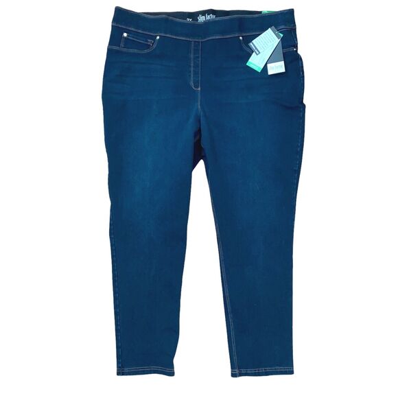 Slim Factor By Investments Ankle Jean Jeggings Plus Size 2X Dark Midnight Wash - Picture 1 of 8